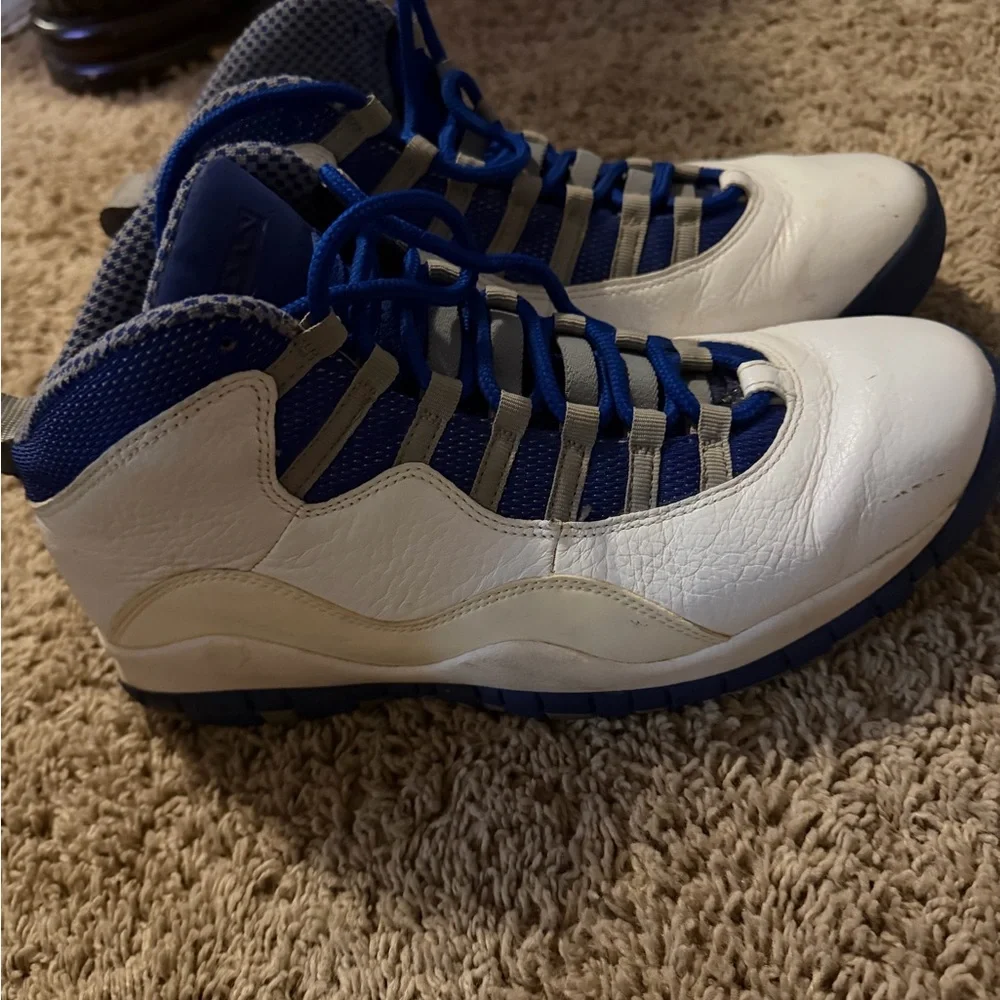 Jordan White and Blue Men's Basketball Sneakers - Picture 3 of 5